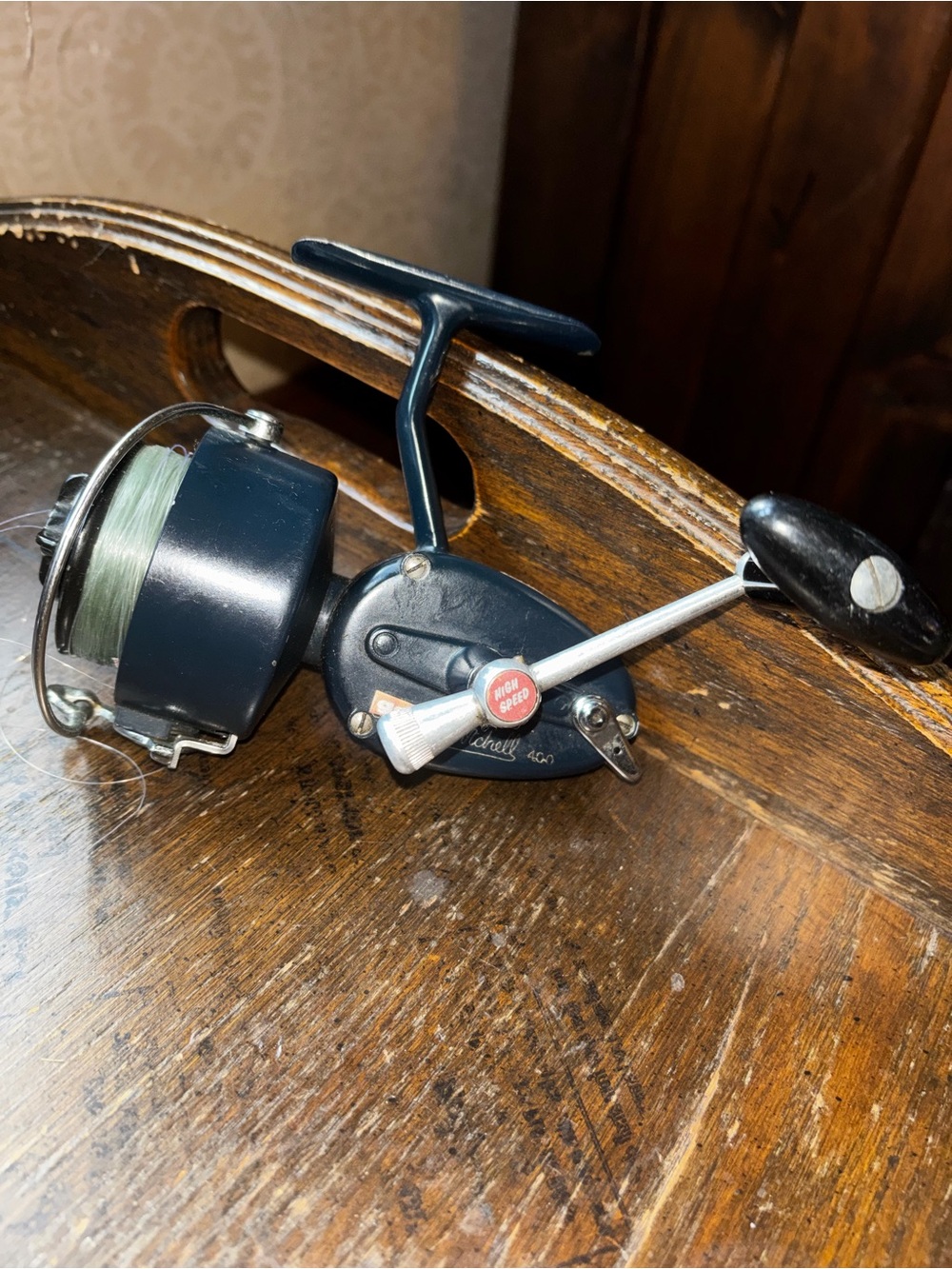 Vintage Garcia Mitchell 400 High Speed Spinning Reel Blue.
